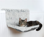 trixie radiator hangmat harvey langhaar pluche velours wit zwart