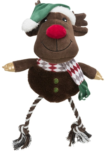 Trixie Xmas rendier met flostouw benen pluche katoen