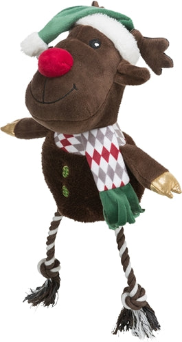 Trixie Xmas rendier met flostouw benen pluche katoen