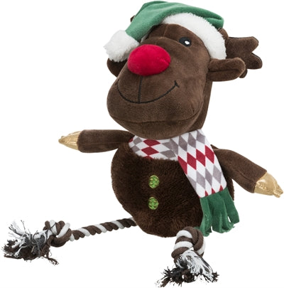 Trixie Xmas rendier met flostouw benen pluche katoen
