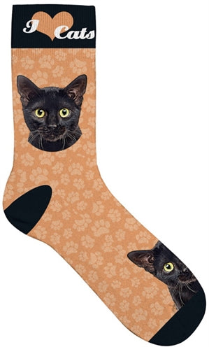 Plenty gifts Sokken zwarte kat gele ogen