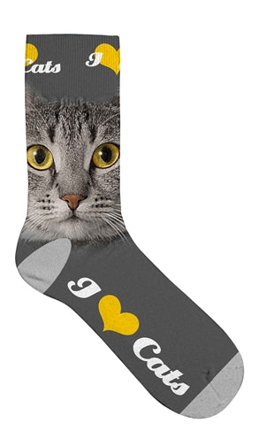 Plenty gifts Sokken grijze kat gele ogen