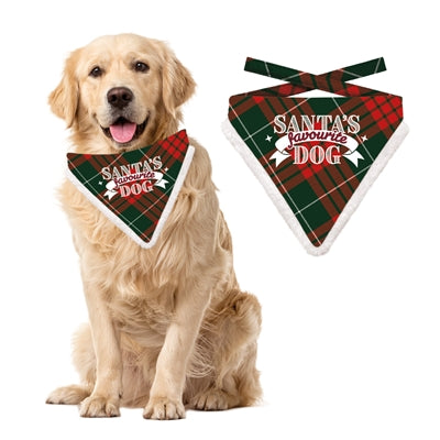 Plenty gifts Kerst bandana santa's favourite dog ruit rood / groen