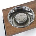 Rosewood Voerbak voerstandaard slow feeder dubbel hout / metaal