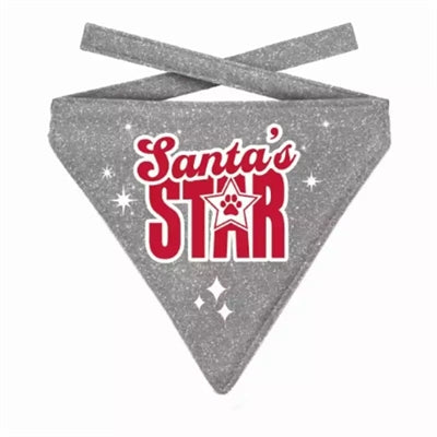 Plenty gifts Kerst bandana santa's star glitter zilver