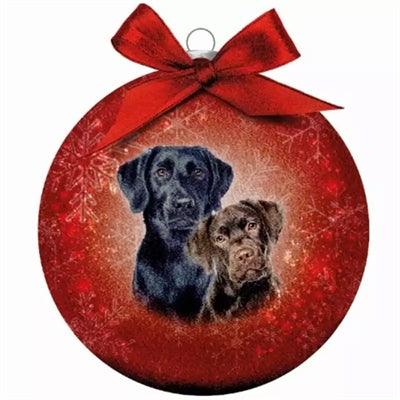 Plenty gifts Kerstbal frosted labradors rood