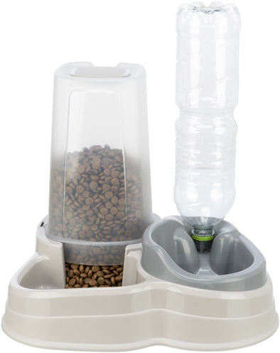 trixie voerdispenser en waterdispenser kunststof grijs taupe