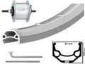 Kgs Voorwiel 28 inch (622) zac19 zilver naafdyn+r.brake 6v-3w vaste as