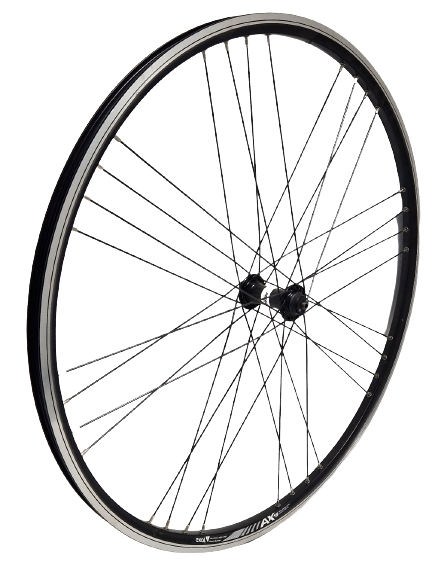 Kgs voorwiel 28inch velg en spaak zwart 8x4 paralax uitvalnaaf zwart