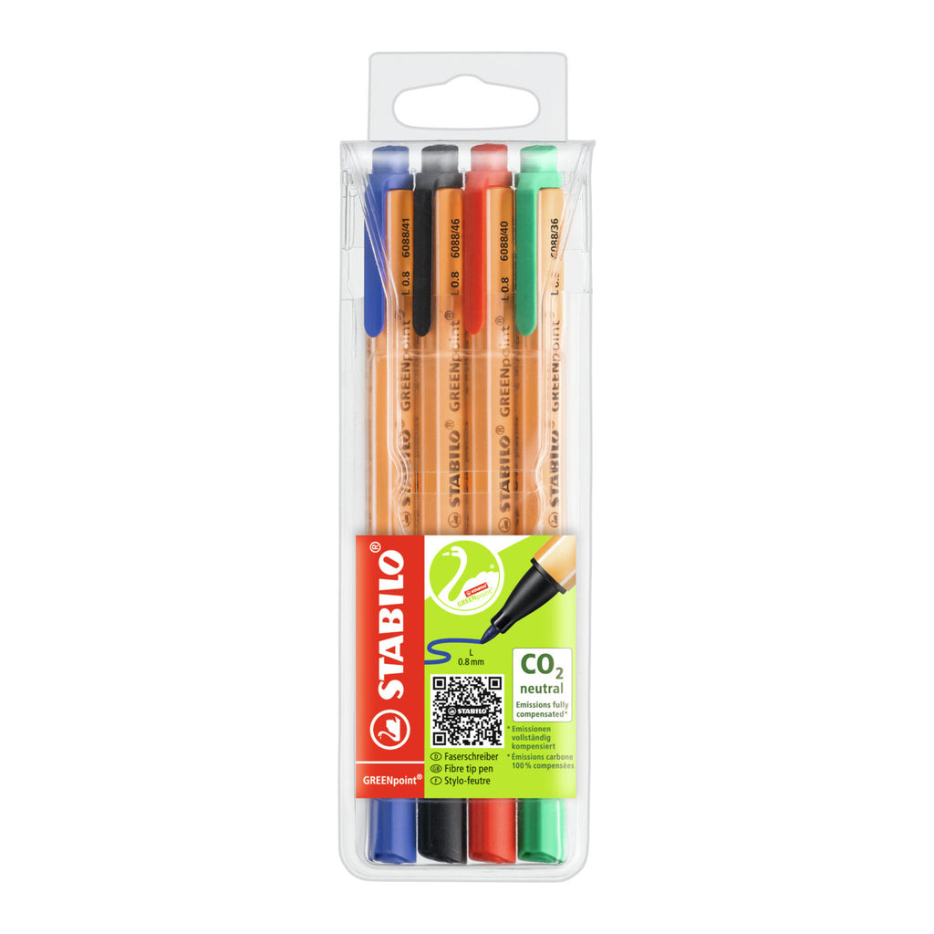 Stabilo GREENpoint 0,8 mm Viltstiften, 4st.