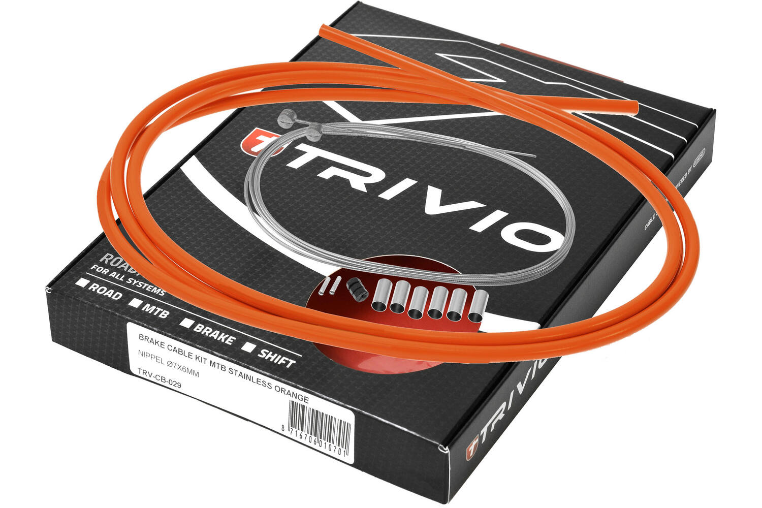 Trivio - mtb compleet remkabel kit rvs oranje