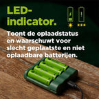 GP USB batterijlader + 4 x AA-batterijen 2100mAh NiMH