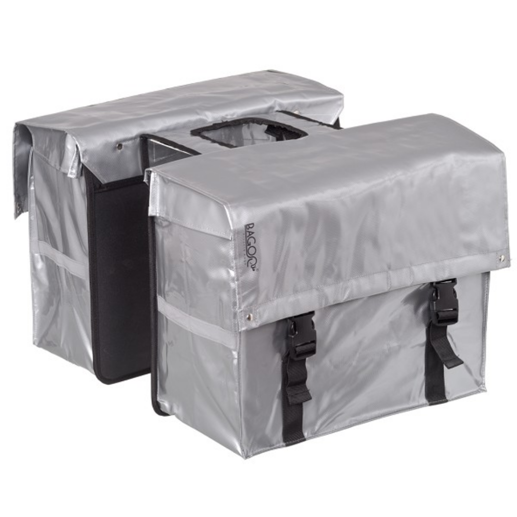 Bagoo Tas XL Bisonyl dubbel zilver/zilver. afmeting: (2x) 41x35x20cm. totaal inhoud 58L