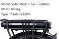 Popal |  | BAFANG ACCU - Vidar M420 + Tue + Redlem 630Wh |  | K217