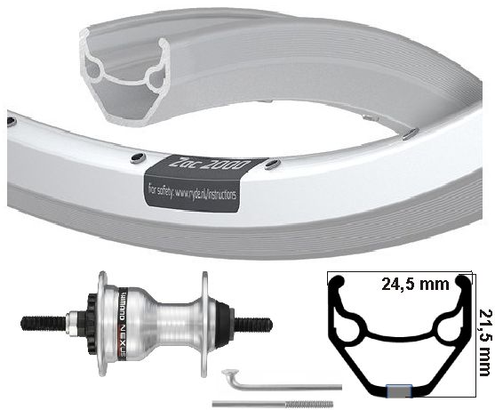 Kgs voorwiel 28 inch (622) zac 421 zilver rollerbrake