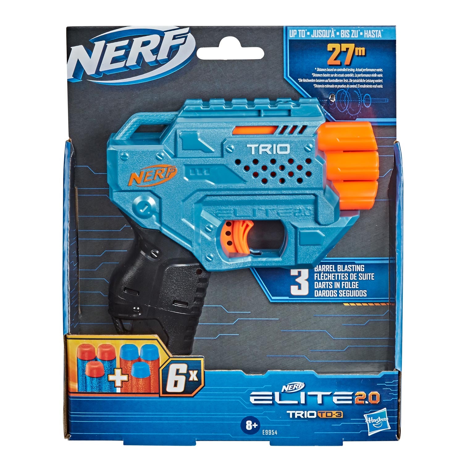 Hasbro nerf elite 2.0 trio td 3 schiet wel 25 meter ver