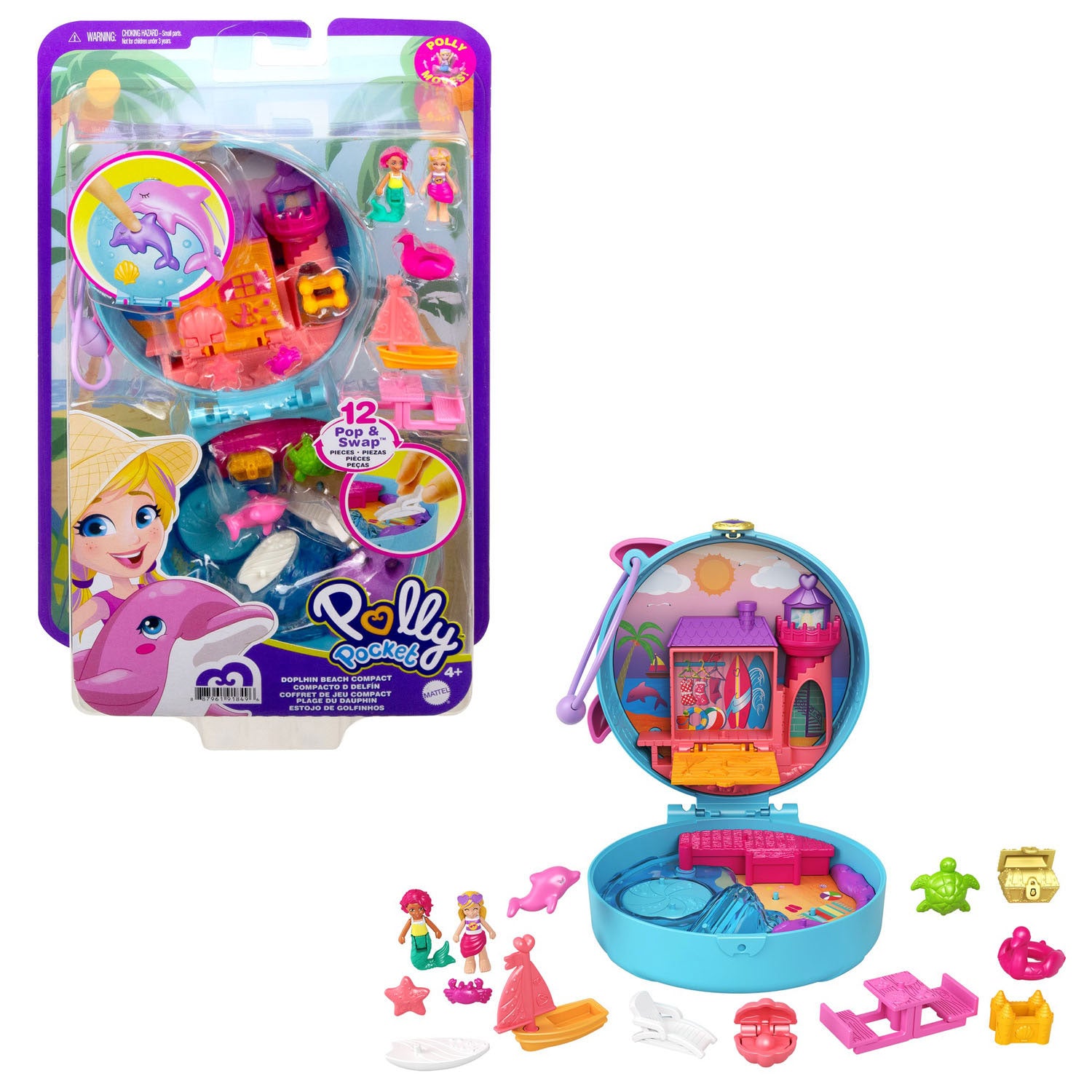Mattel Polly Pocket Pocket World Dolfijnen strand