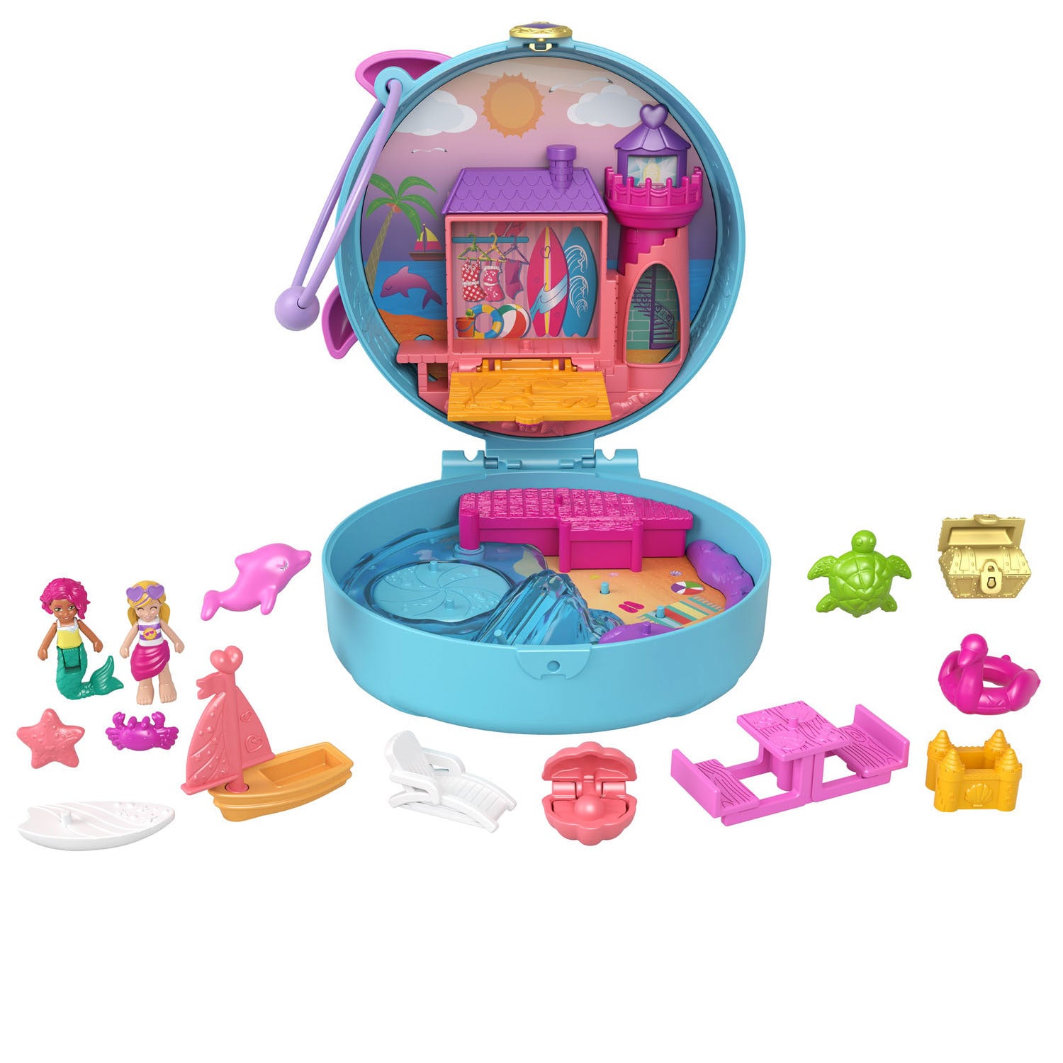 Mattel Polly Pocket Pocket World Dolfijnen strand
