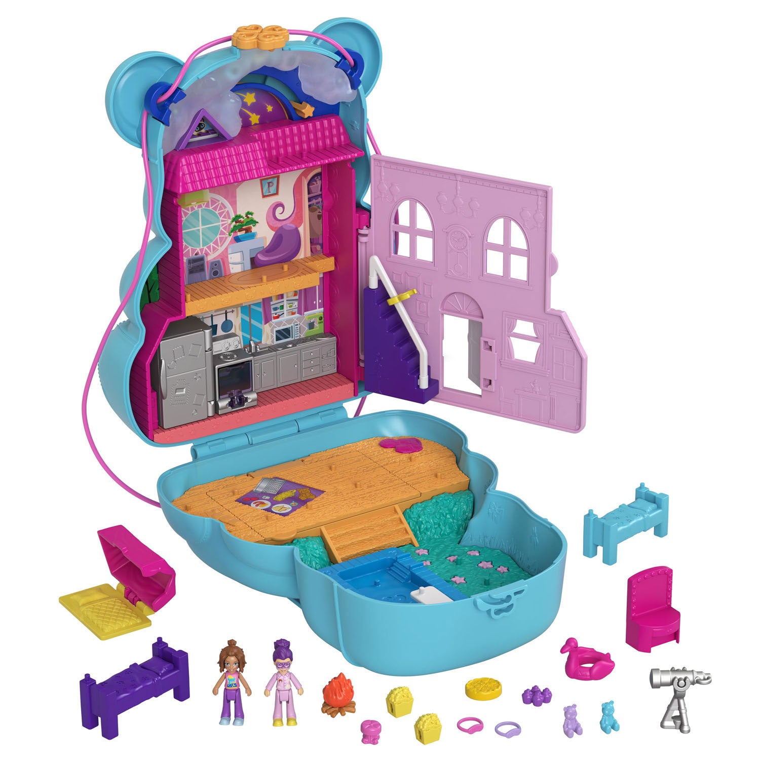 Mattel Polly Pocket Compact Slaapfeestje Teddybeer Speelset
