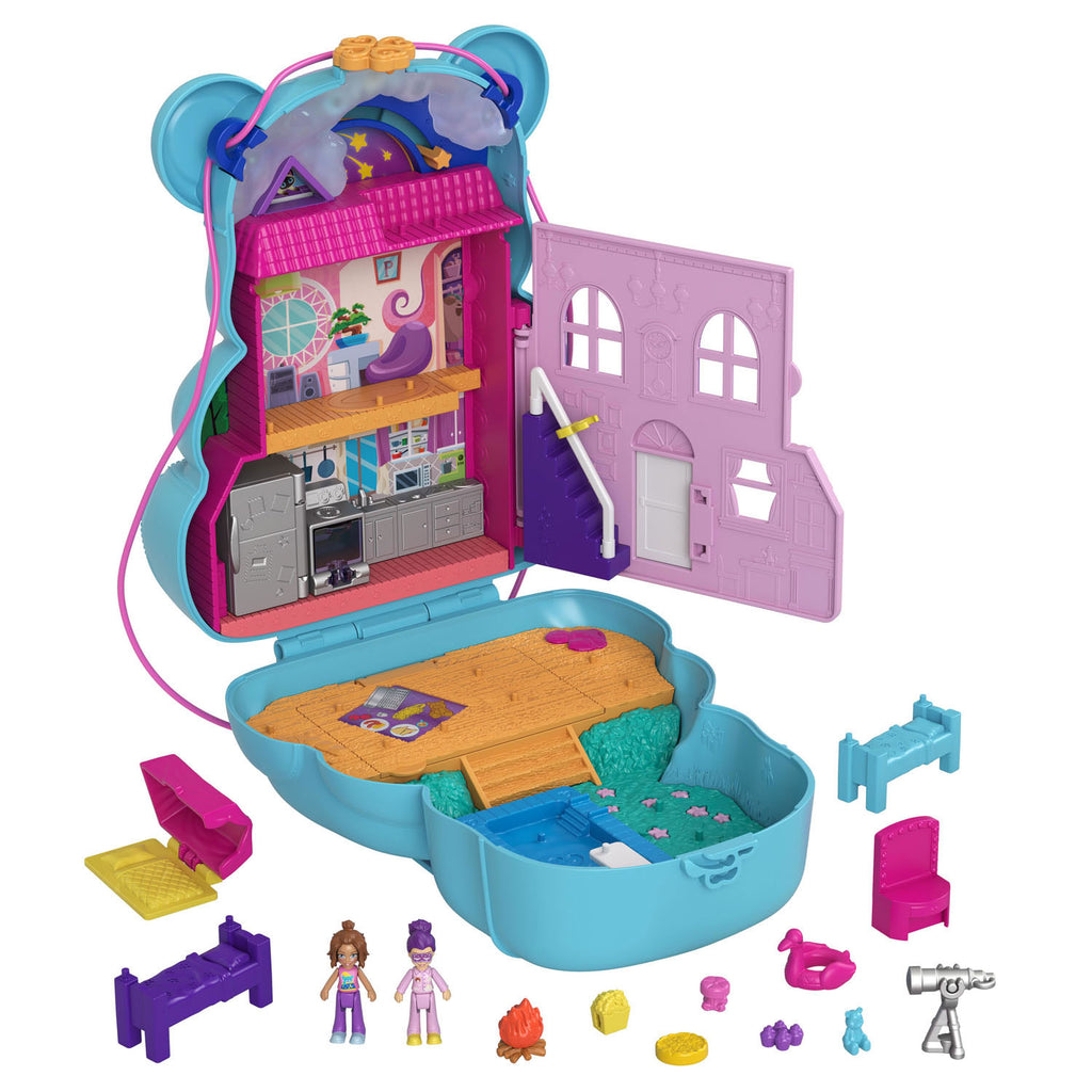 Mattel Polly Pocket Compact Slaapfeestje Teddybeer Speelset