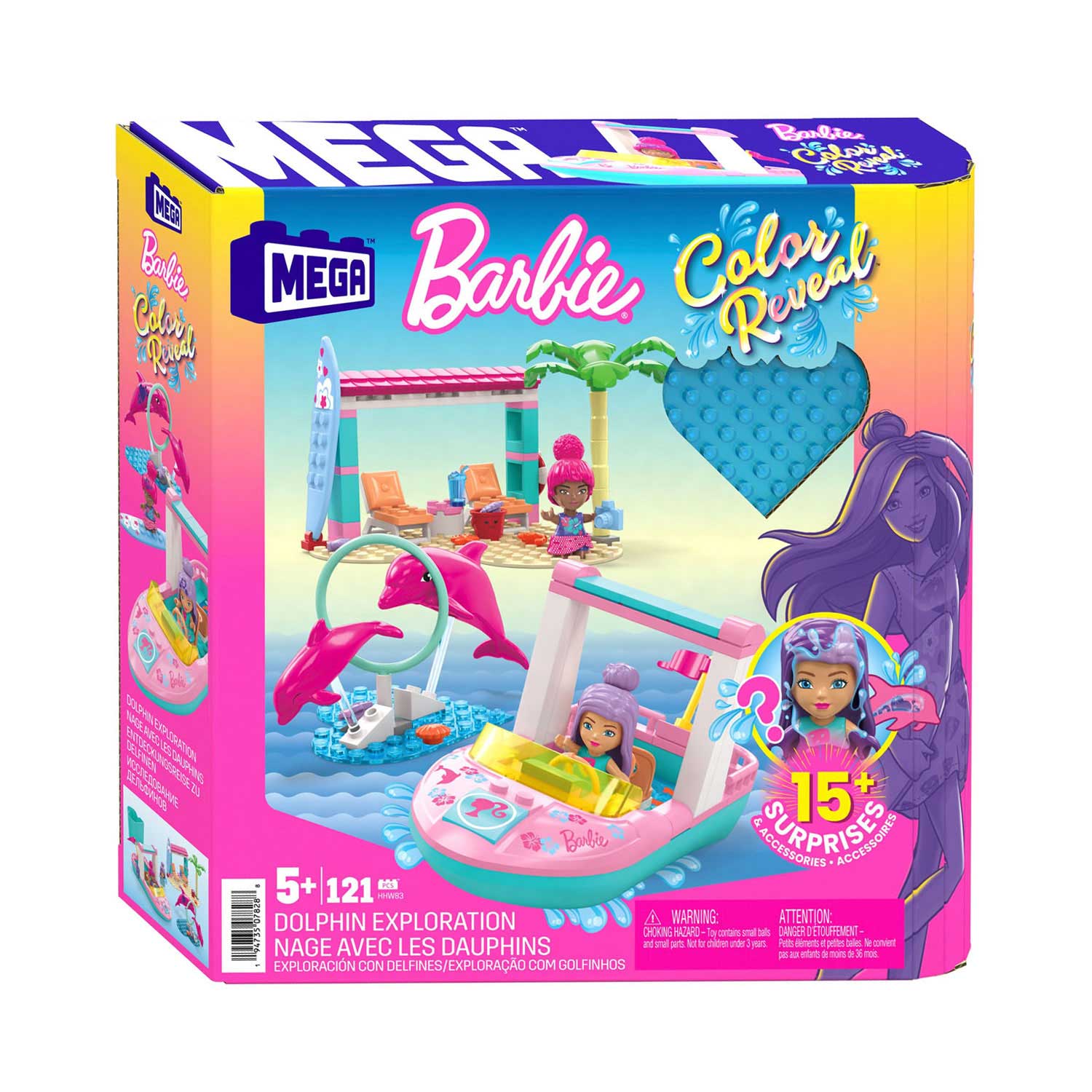 Mattel - Mega Construx Barbie - Color Reveal Dolfijnavontuur Bouwset