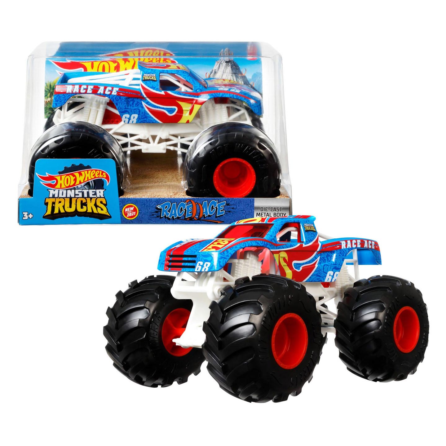 Hot Wheels Monster Trucks Race Ace Monstertuck Metaal 1:24