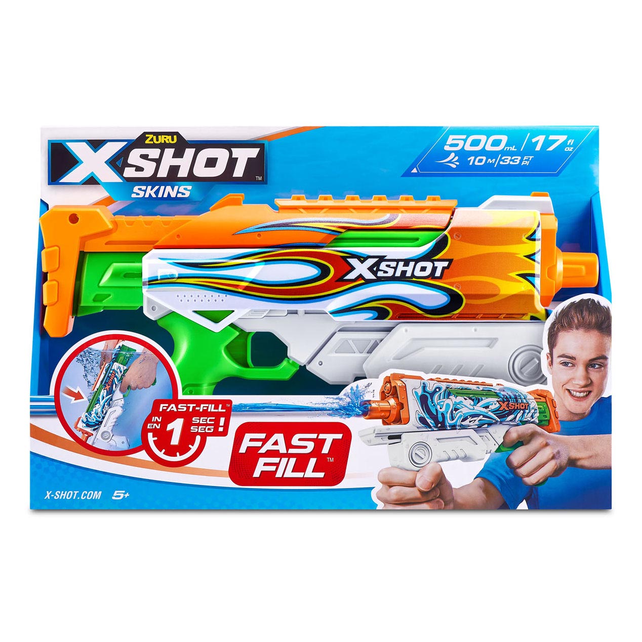ZURU X-Shot Waterpistool Fast Fill Skins Hyperload, 500ml