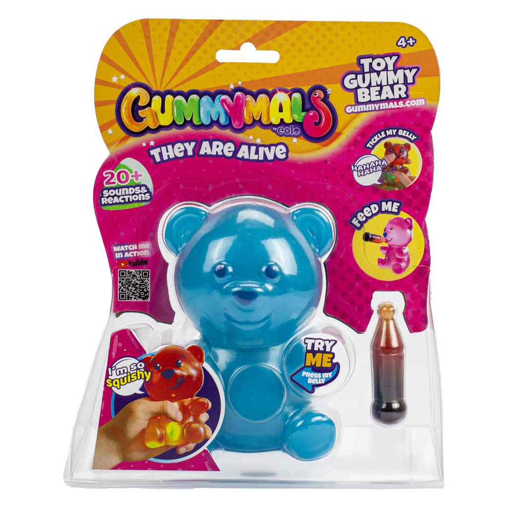 Jiggly pets gummymals gummy bear 12 cm + licht en geluid blauw