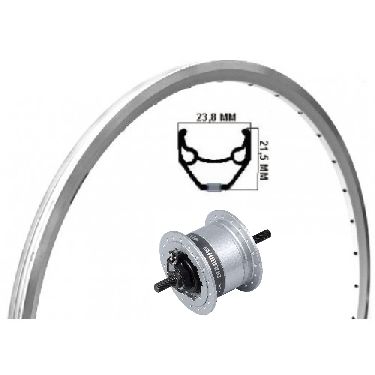 Kgs voorwiel 28inch (622) zac 2000 zilver naafdyn+r.brake 6v-3w