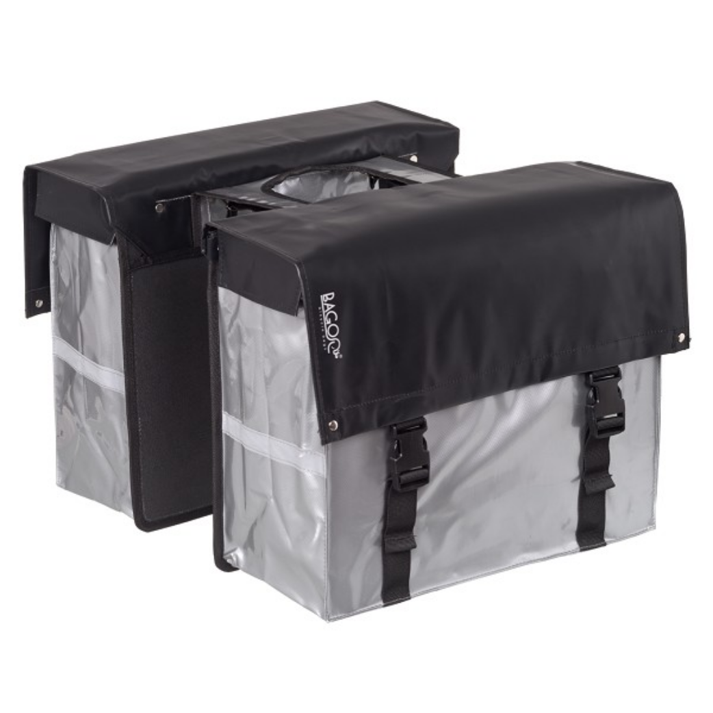 Bagoo Tas L Bisonyl dubbel zwart/zilver. afmeting: (2x) 40x34x17cm. totaal inhoud 46L