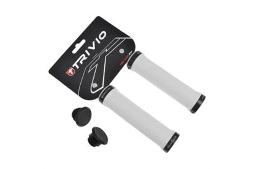 Trivio - fiets handvatten diamant grip wit lock-on zwart