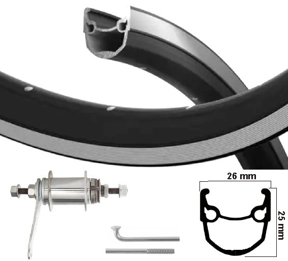 Kgs Achterwiel 28 inch (622) alu velg zwart ventura remnaaf