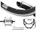 Kgs voorwiel 28 inch (622) zac421 zw zilv naafdyn+r.brake 6v3w vast