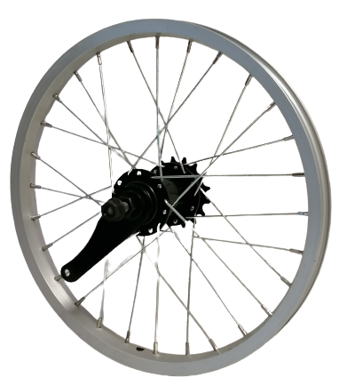 Hzb Achterwiel 16 inch (305) alu zilver remnaaf zwart vaste as