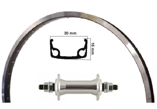 Kgs voorwiel 26" (47-559) zwart/zilver leenfiets rvs spaak