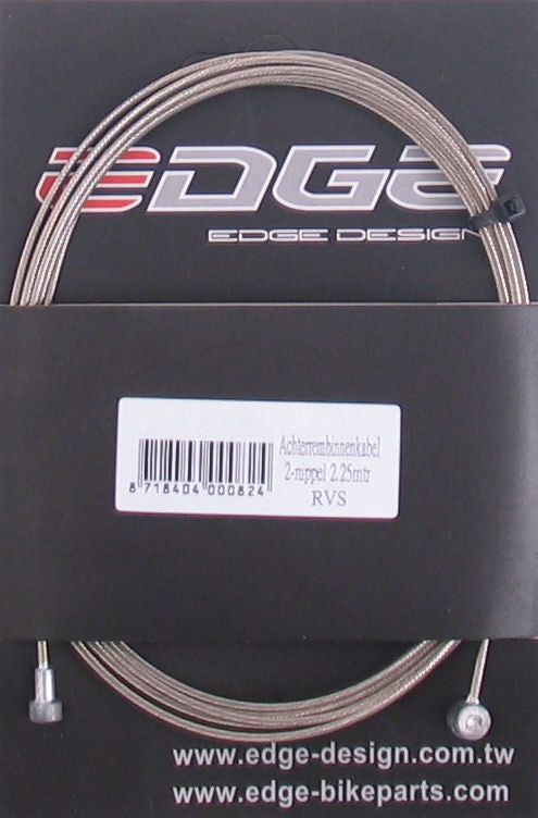 Universele rem binnenkabel Edge 2250 mm - 2 nippels - RVS