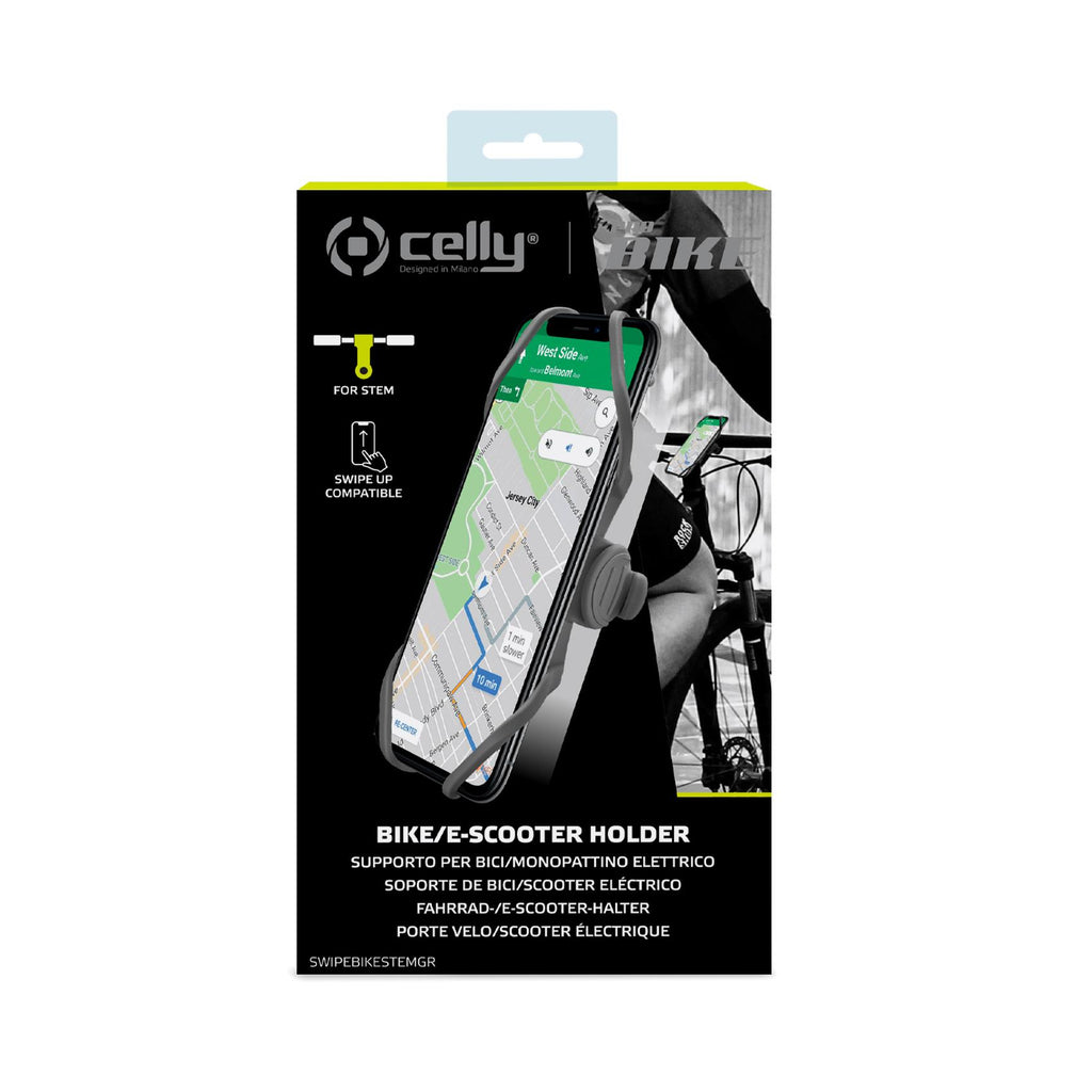 Celly Telefoonhouder Swipebike stuurpenbevestiging grijs