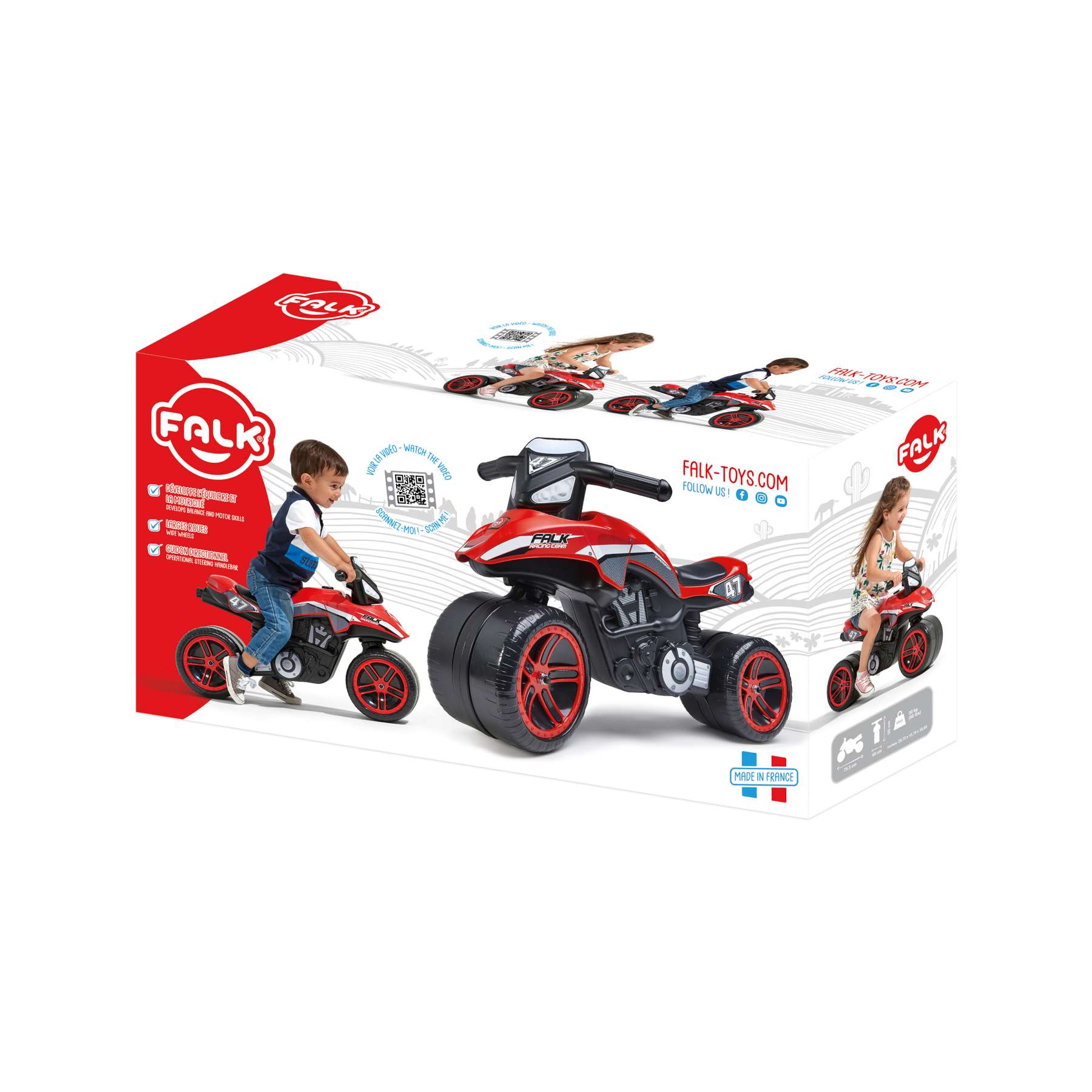 falk racing team moto - unisex - rood - loopfiets