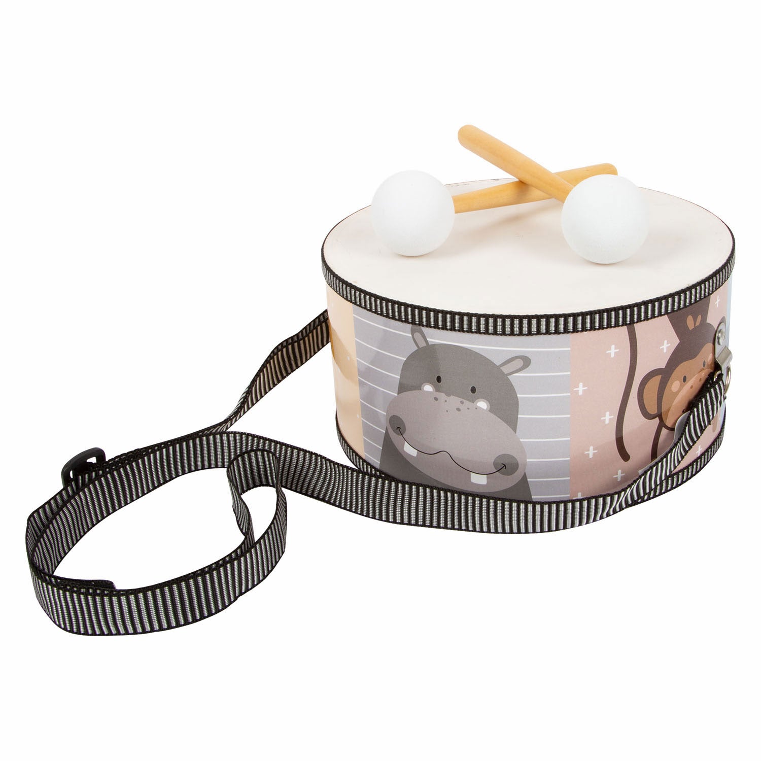 Small foot - houten trommel wilde dieren met stokken, 3dlg.