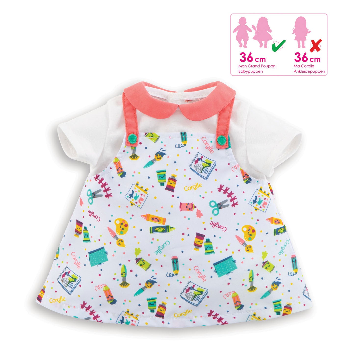 Corolle Mon Grand Poupon Poppenjurk Little Artist, 36cm