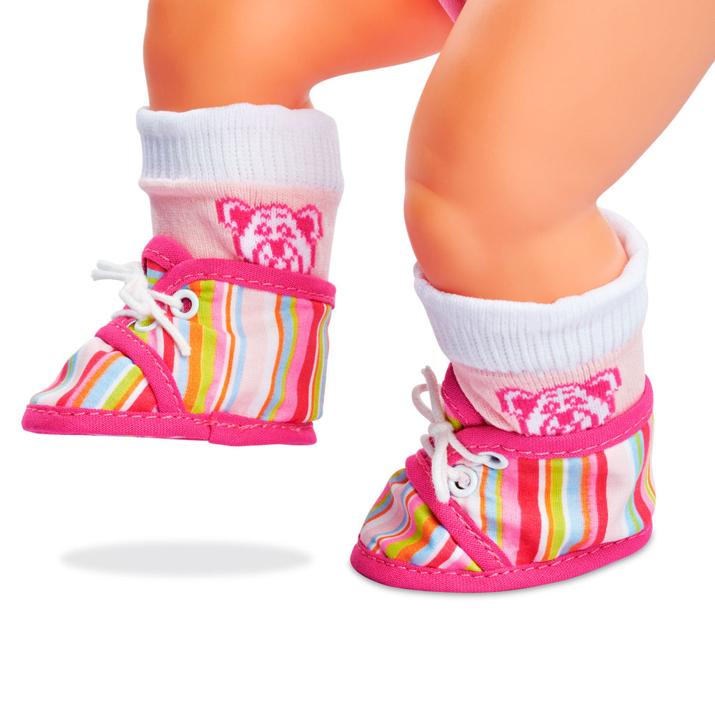 New born baby born baby sokken paars-roze schoentjes
