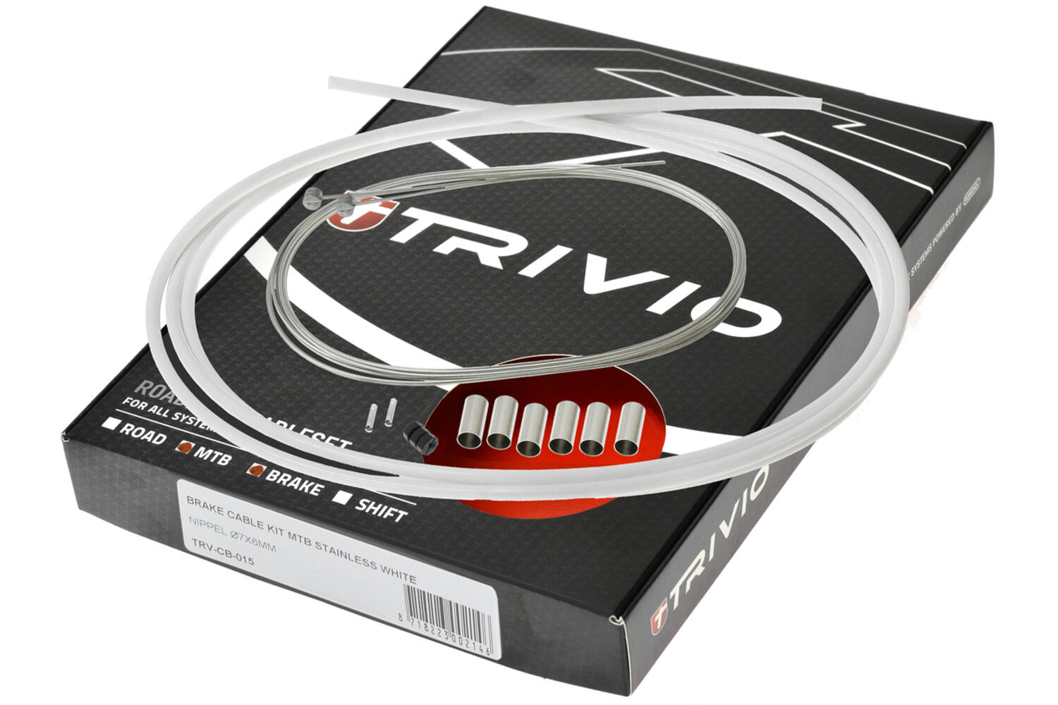 Trivio - mtb compleet remkabel kit rvs wit