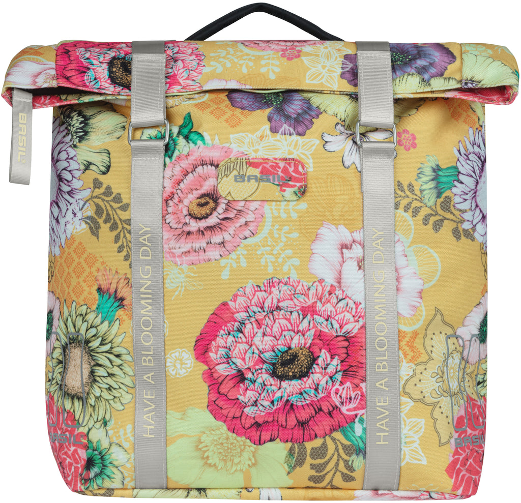 Basil Bloom Field dubbele fietstas, waterdicht, honey yellow, 35L