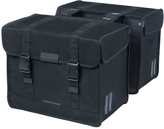 Basil Kavan Eco Classic dubbele fietstas - duurzaam organisch canvas - zwart - 68L