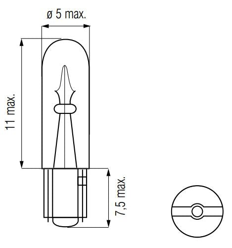 Lamp 12V-1.2W Wedge T5 Oranje