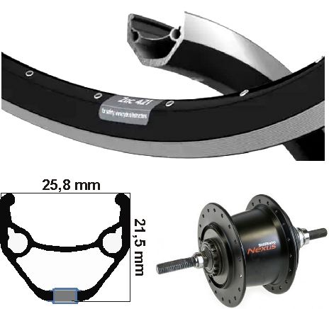 Kgs achterwiel 28inch (622) zac 421 zw zilver nexus7 rb zwart