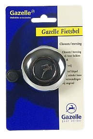 Gazelle fietsbel chroom messing met kunststof klepel op kaart