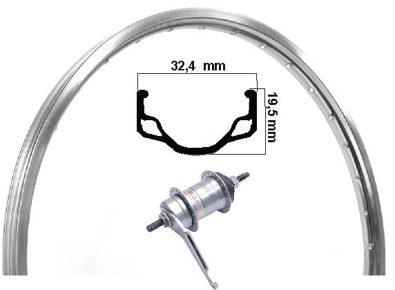Kgs achterwiel 28x11/2  etrto 635 alu velg nexus 3 remnaaf