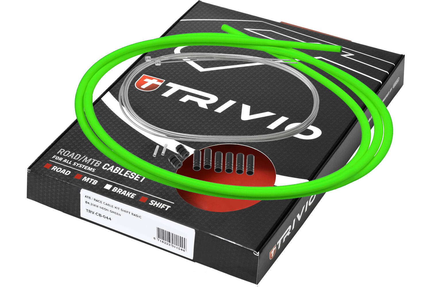Trivio - fietskabel compleet derailleur kabelkit rvs neon groen