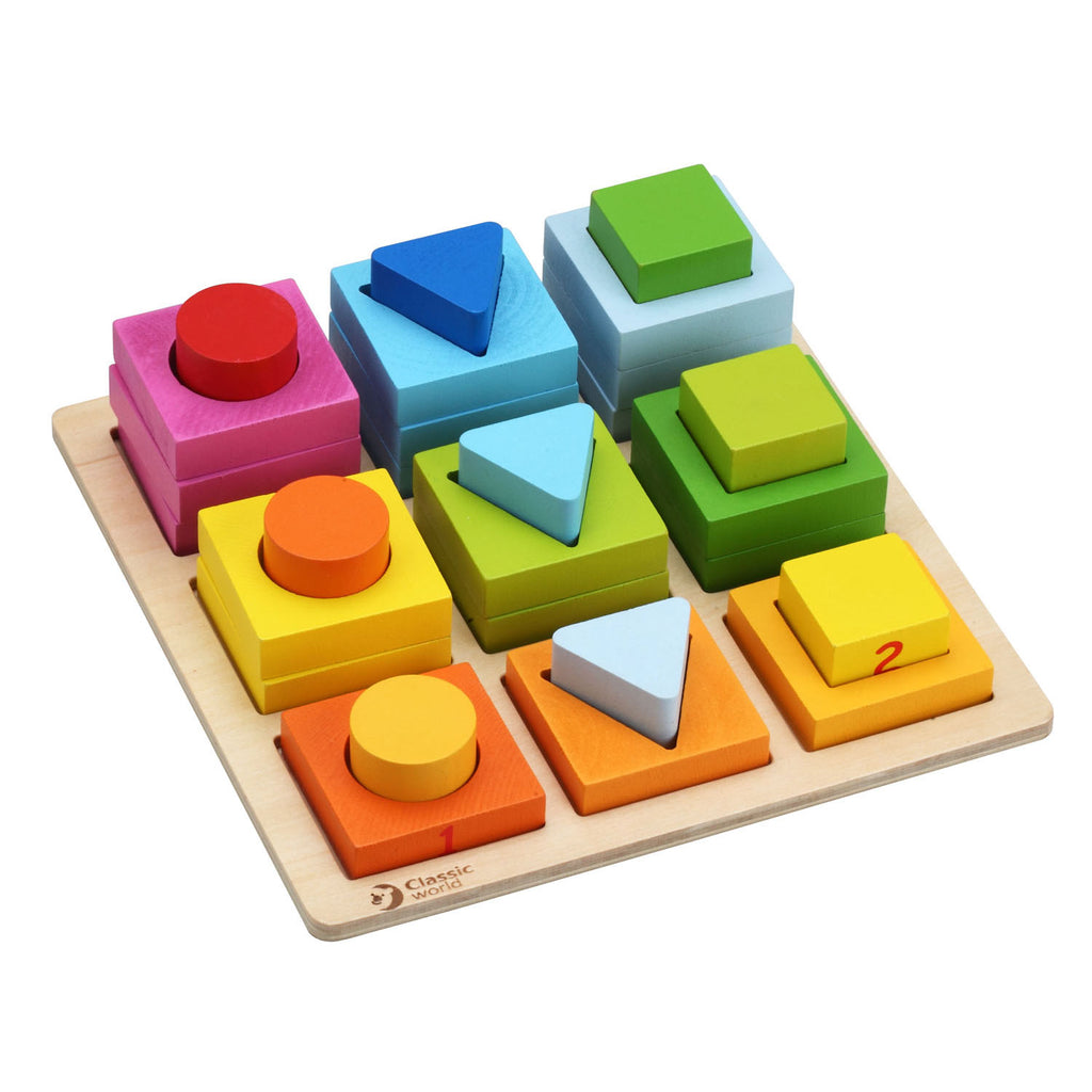 Classic World World Geometrische Houten Blokken, 28dlg.